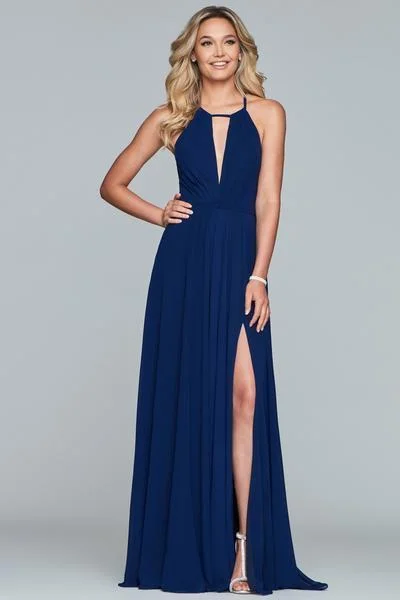 Unleash Your Trendy Side Modern Glamour Faviana - Faviana - S10235 Sleeveless Halter Chiffon A-line Dress