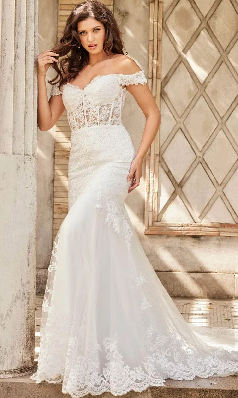 Cool Prices Casual Elegance Jovani Bridal JB220003 - Sweetheart Scalloped Lace Bridal Gown