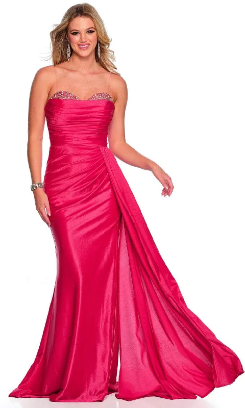 Trendy Street Style Vintage Charm Dave & Johnny 11290 - Sweetheart Ruched Satin Prom Gown