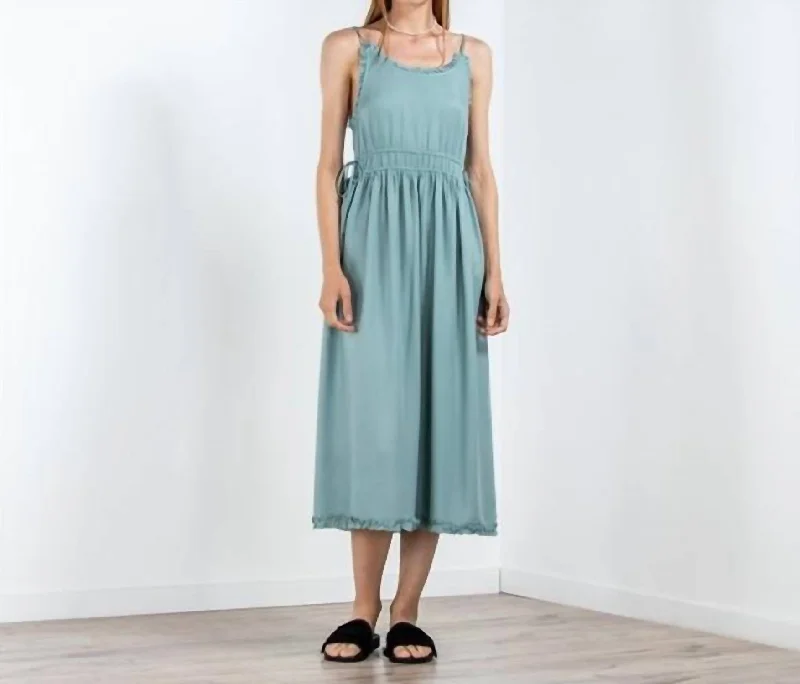 Exclusive Deals Online Rustic Countryside Charm Look Summer Midi Dress In Sea Green