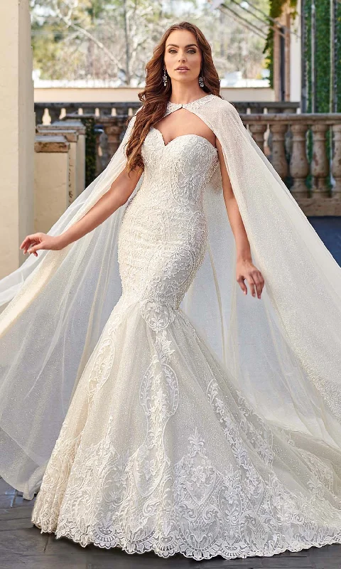 Easy Elegance Sales Elevated Style Rachel Allan - M781 Embroidered Lace Mermaid Wedding Gown With Cape