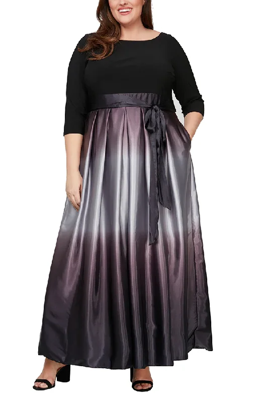 Chic Style, Always In Vogue Summer Fashion SL Fashions 9451111 Plus Size Ombre Satin Long Formal Ballgown