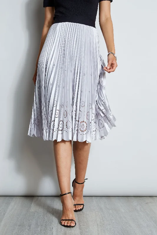 Hot Picks Refined Look Satin Platinum Pleated Skirt