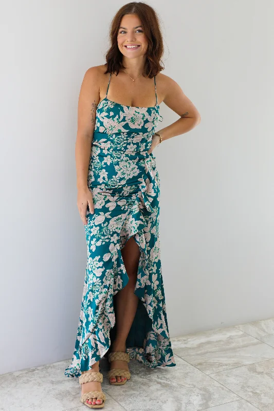 Unbeatable Prices Dreamy Draping Take A Moment Maxi Dress: Teal/Multi