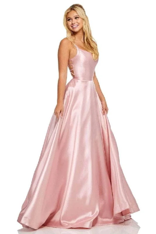 Exclusive Discount Minimalist Office - Ready Style Sherri Hill - Strappy Back Satin Prom Dress 52715 - 1 pc Blush In Size 2 Available