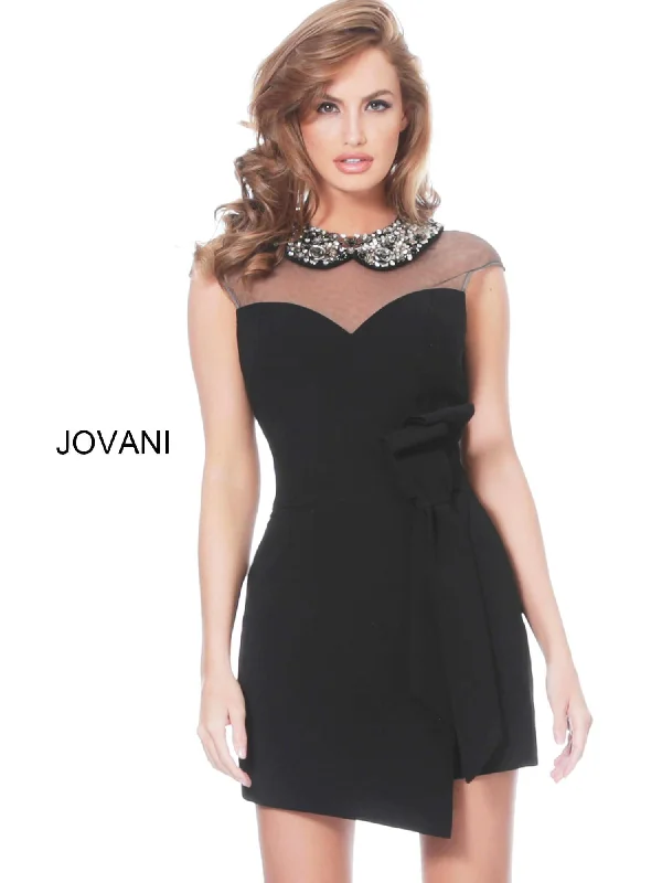 Street Chic Discounts Feminine Flow Jovani 03660 Sleeveless Short Dress