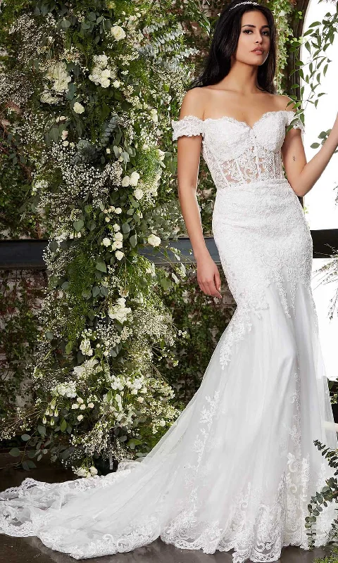 Sophisticated Style Offers Vintage Charm Jovani Bridal - JB07161 Sheer Lace Corset Bridal Gown