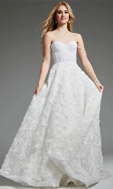 Sophisticated Style Offers Rustic Countryside Charm Look Jovani JB36644 - Floral Texture Bridal Gown