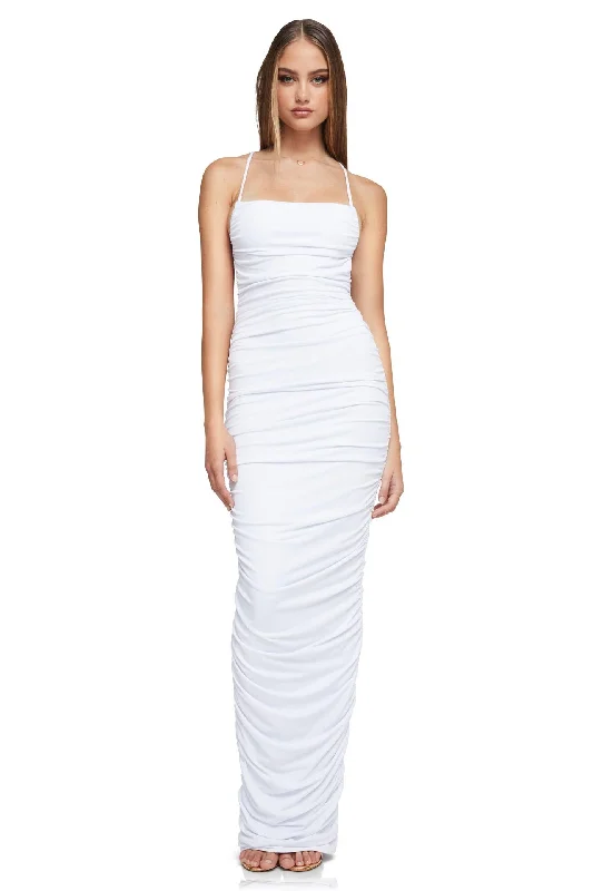 Premium Style Offers Playful Elegance Nookie Flirt Maxi Dress - White