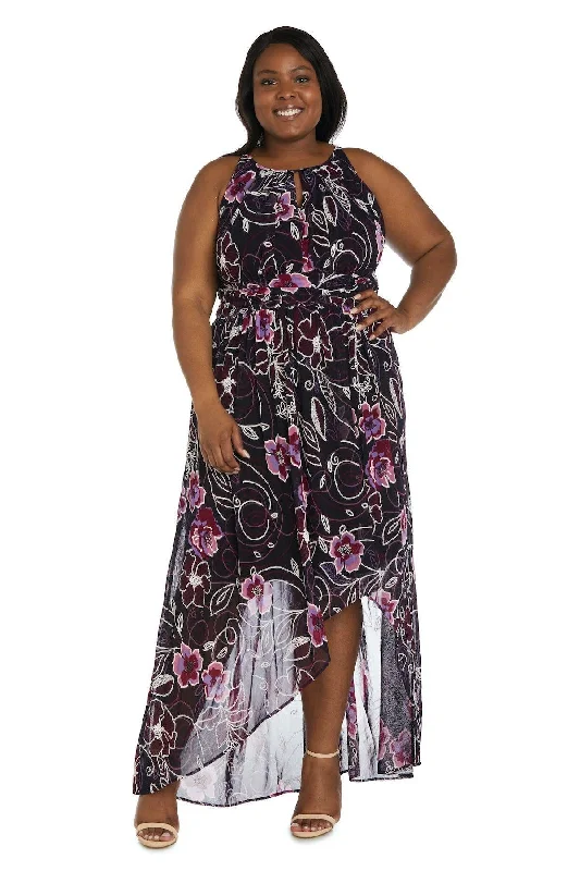 Polished Style Deals Romantic Date - Night Ensemble R&M Richards 7958W High Low Formal Plus Size Dress Sale