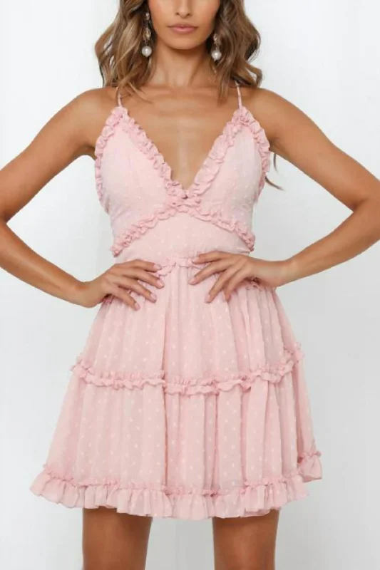 Classic Chic Deals Modern Romance Tiered Mini Dress In Blush Pink