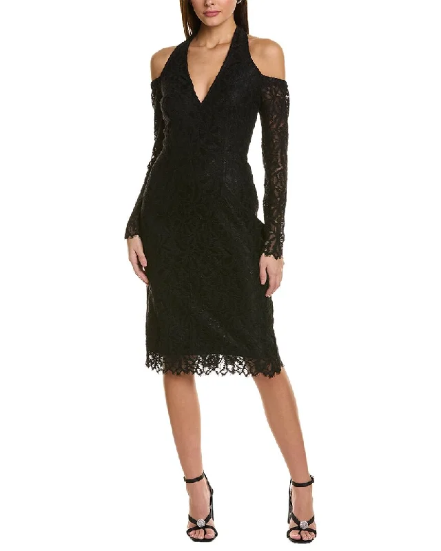 Hot Picks Elegant Attire Donna Karan Lace Cold-Shoulder Midi Dress