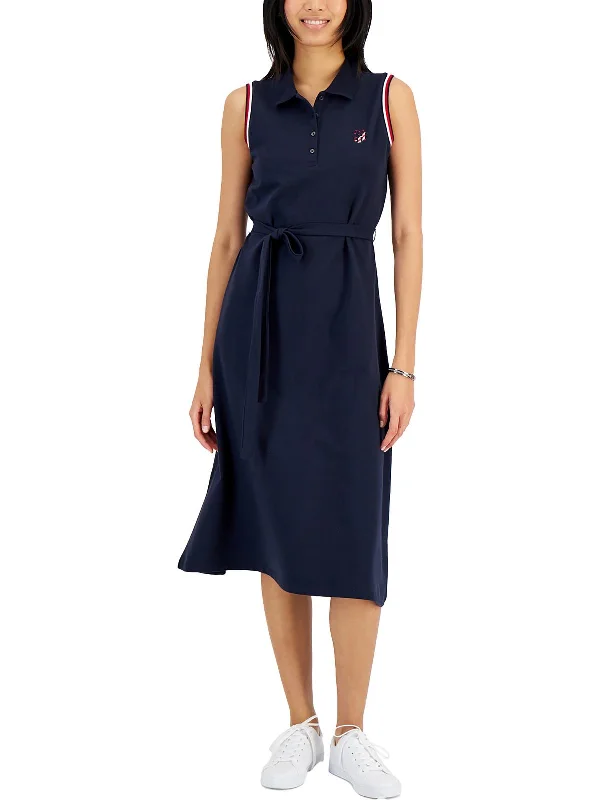 Daily Deals Feminine Elegance Womens Flare Polo Midi Dress