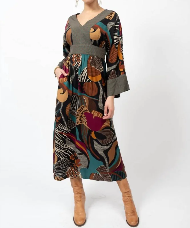 Unbeatable Deals Contemporary Elegance Kimono Midi Dress In Brown