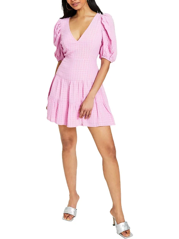 Discover Now Statement Piece Birch Womens Gingham Knee-Length Mini Dress