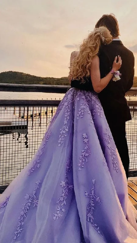 Find Your Unique Flair Coastal Beach - Inspired Style Backless Lavender Prom Dresses Long Formal Evening Party Gowns