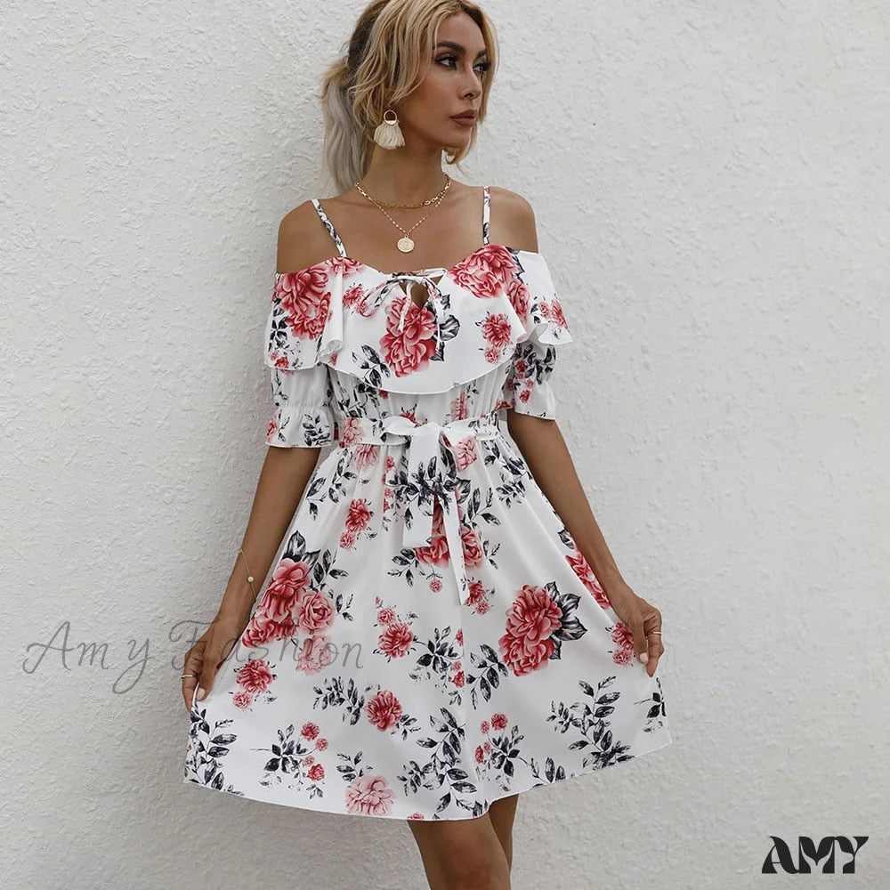 Stylish Deals Elegant Attire Amy Fashion - Sexy Spaghetti Strap Floral Print Mini Dress