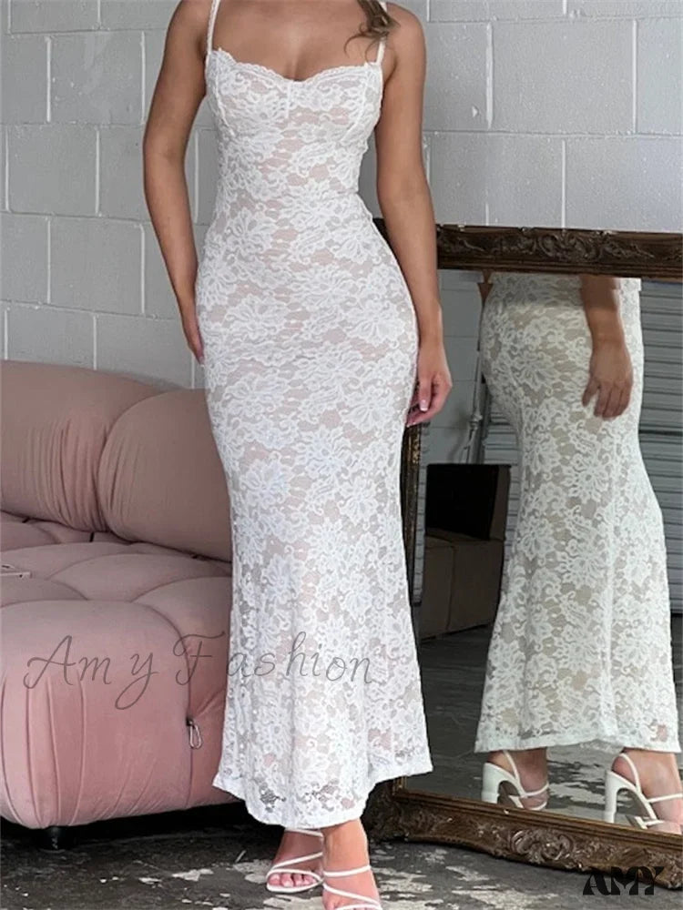 Classic Elegance Sales Sleek Design Amy Fashion - Women Summer V-neck  Evening Lace Floral Slim Fit Sleeveless Spaghetti Strap Party Female Vestidos