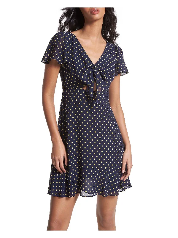 Romantic Fashion Discounts Sleek Design Womens Polka Dot Recycled Polyester Mini Dress