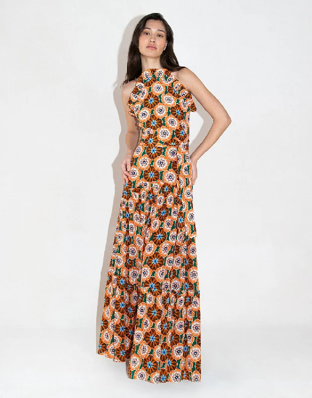 New Styles Just In Nordic Minimalist Home Look Tatiana Crepe Maxi Dress - Flower Pop Orange