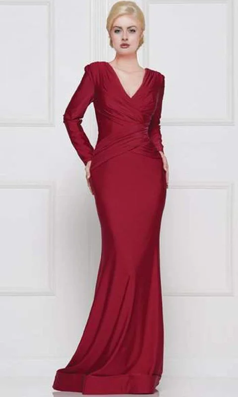 Trendy Women'S Wear Collection Alluring Design Marsoni by Colors - Long Sleeve V-neck Satin Trumpet Dress M257