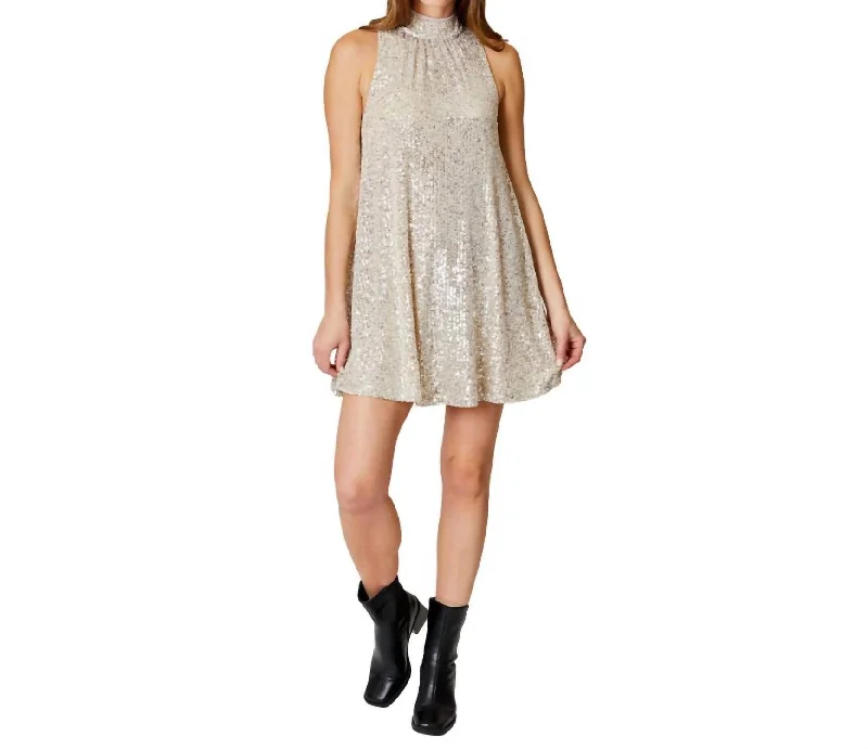 Seasonal Fashion Refined Look Sequin Mini Dress In Champagne