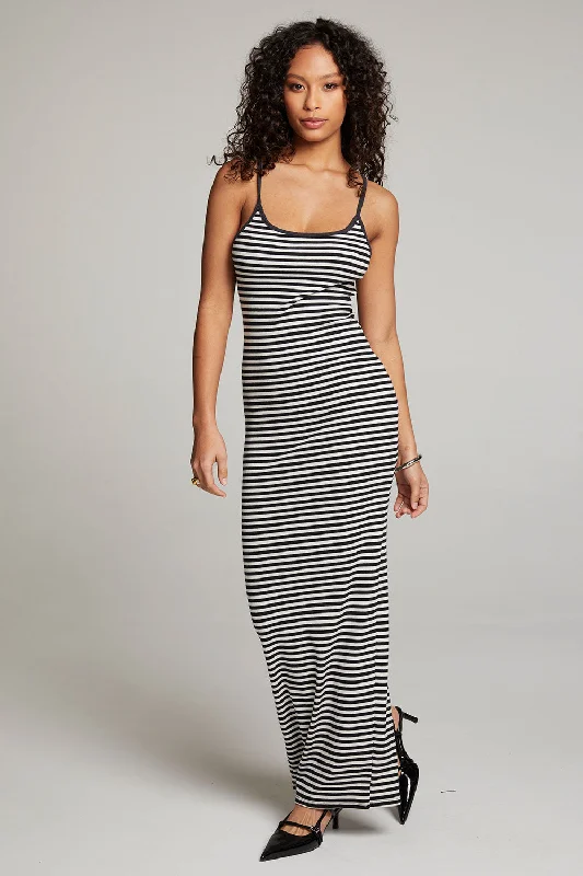 Fashion Forward Femininity Graceful Drape Emma Punk Stripe Maxi Dress