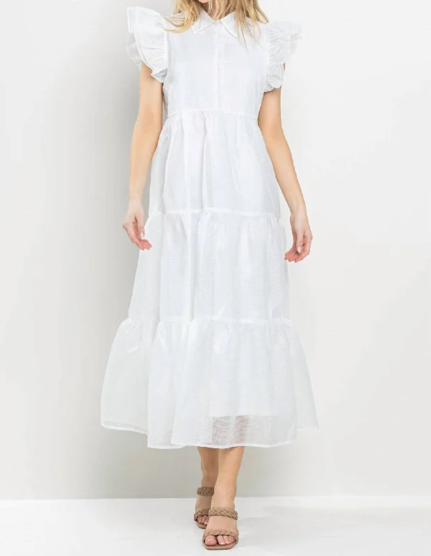 Exclusive Discount Floral Style Cara Collared Midi Dress In White