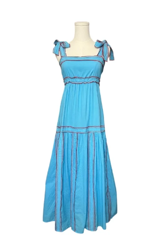 Spring Fashion Today Only Lane Maxi Dress Sky Blue with Red