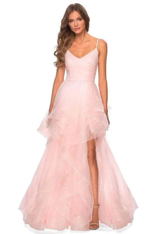 Fashion Frontiers Casual Weekend Relaxed Style La Femme - Sleeveless Ruffled A-Line Prom Dress 28502SC - 1 pc Blush In Size 4 Available