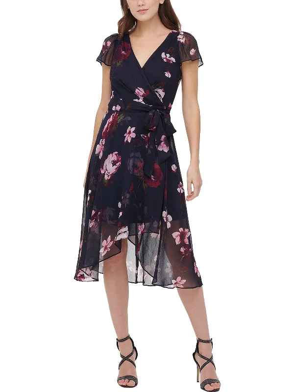 Holiday Attire Sale Limited - Stock Petites Womens Party Sheer Midi Dress