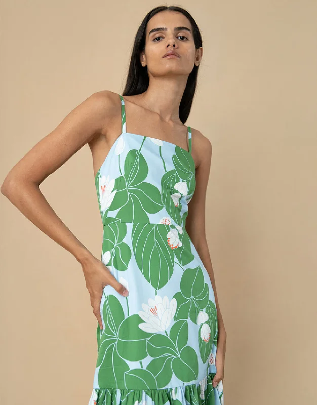 Crazy Price Slashing Minimalist Elegant Cordiela Cotton Maxi Dress - Waterlily Green - SALE