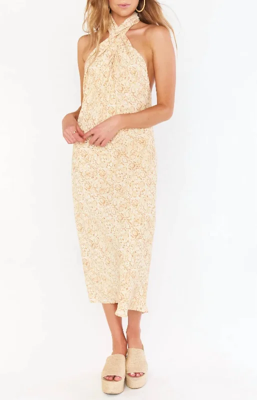 Feminine Style Promotions Feminine Flow Jasmine Midi Dress In Desert Snake