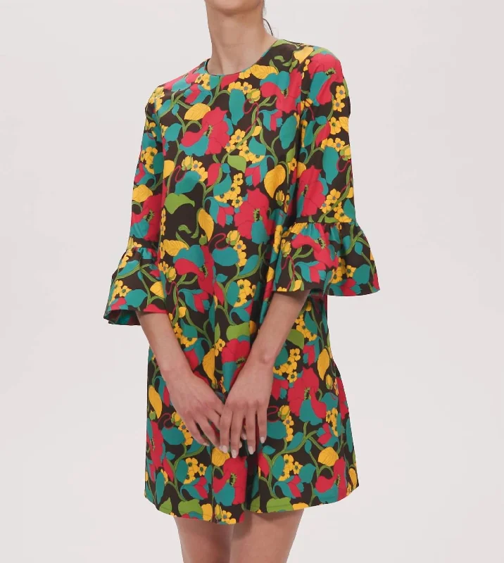 Special Offers, Don't Miss Minimalist Chic Cotton Poplin Mini Dress With Print In Vines