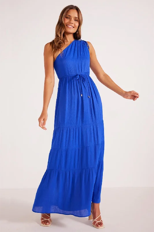 Bold Fashion Sales Great Deals on Ethnic Cultural Wear Kameo Cobalt One Shoulder Maxi Dress