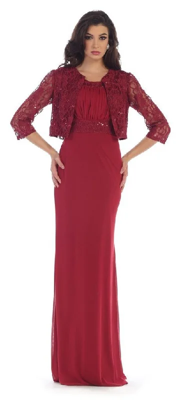 Chic Trends Unveiled Classic Appeal May Queen - MQ1450 Sleeveless Sequins Chiffon Dress with Lace Jacket