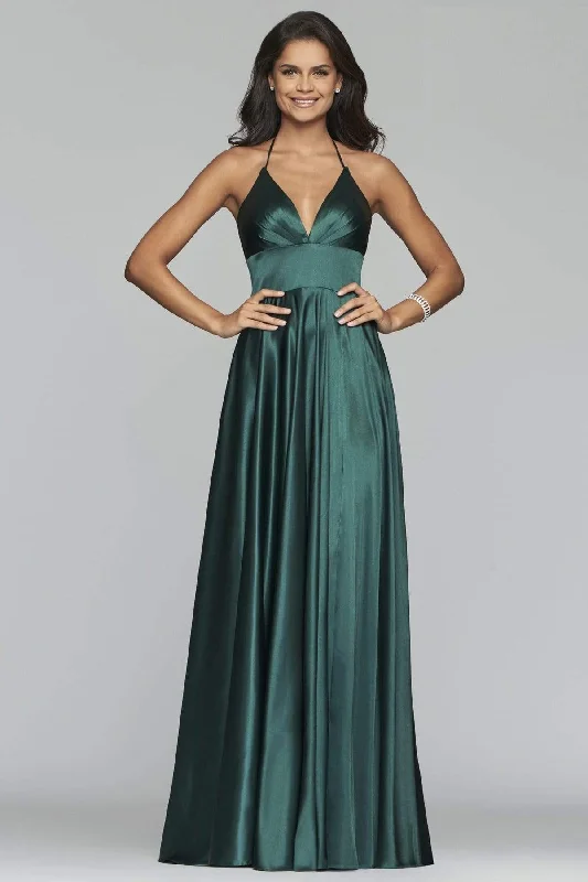 Latest Trends Today Only Faviana - S10255 Stretch Matte Satin V-neck A-line Dress