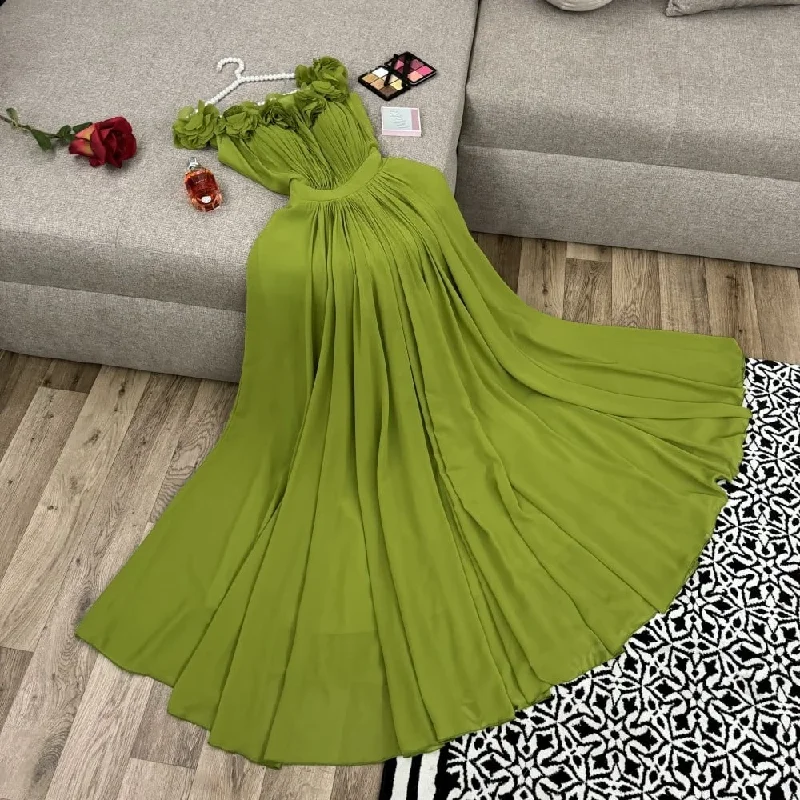 Unleash Your Trend Driven Style Fashion-Forward Style Elegant Off Shoulder Evening Dresses Chiffon Formal Occasion Prom Gowns Flowers Floor Length Party Dress