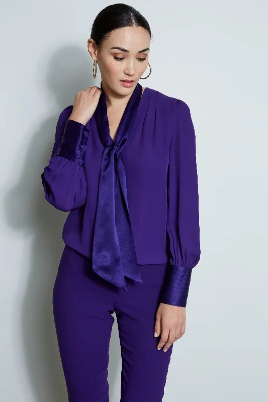 Mega Sales Polished Finish Blouson Satin Tie Shirt