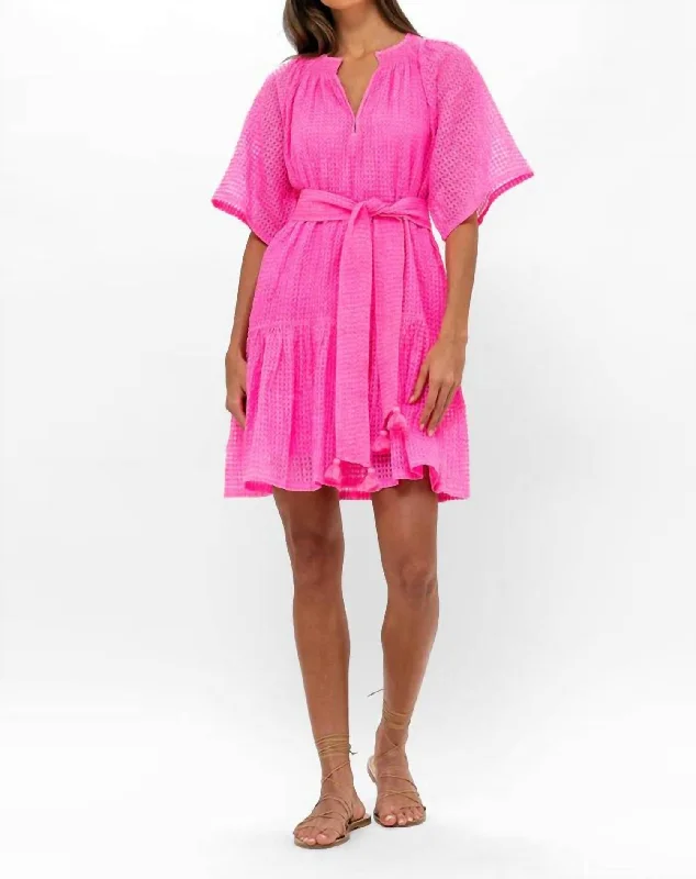 Additional Time-Limited Offers Modern Romance Raglan Belted Mini Dress In Delray Pink