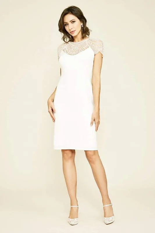 Trendy Styles Soft Textures Tadashi Shoji - Crepe Lace Ferguson Dress - 1 pc Ivory In Size 12 Available