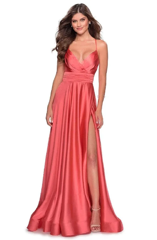 Limited Stock Limited - Edition Drops La Femme 28571SC - Strappy Back Satin Evening Gown