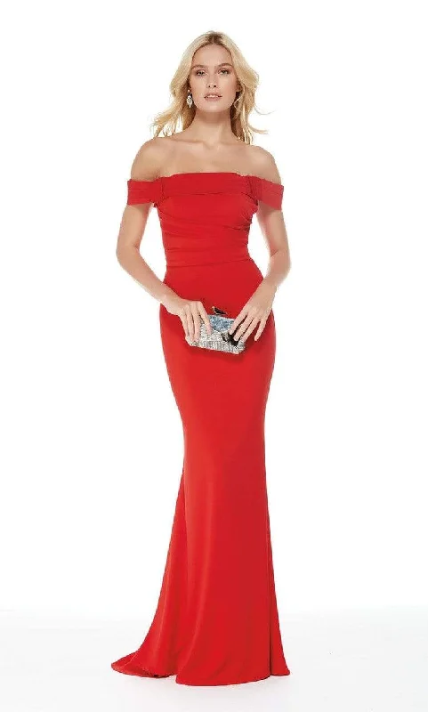 Style Breakthroughs Graceful Drape Alyce Paris - 5024 Off The Shoulder Satin Trumpet Evening Dress - 1 pc Diamond White In Size 6 Available