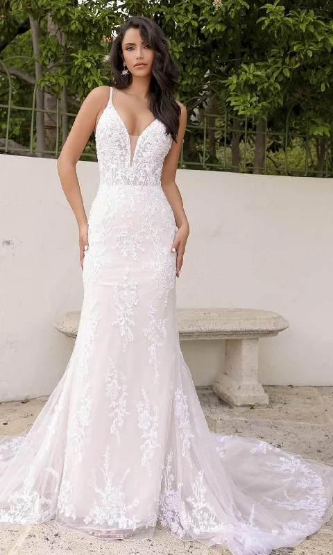 Durable Fashion Picks Feminine Allure Primavera Couture 11103 - Lace Applique Mermaid Wedding Gown