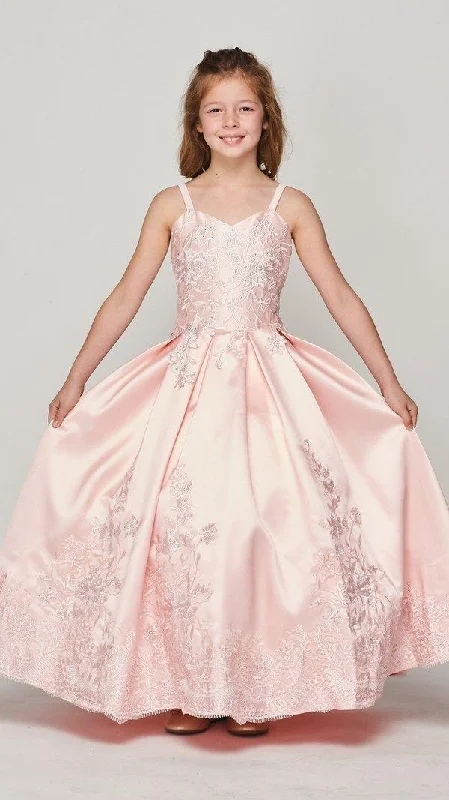 Street Style Discounts Elegant Attire Satin Long Flower Girl Dress