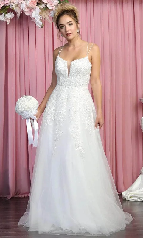 Flash Sale Charming Silhouette May Queen Bridal RQ7916 - Embellished V Neck A-Line Dress