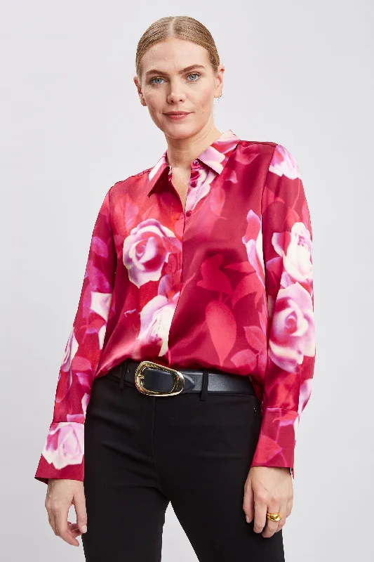 Smart Casual Deals Seasonal Trend Silk Satin Moulin Rouge Shirt