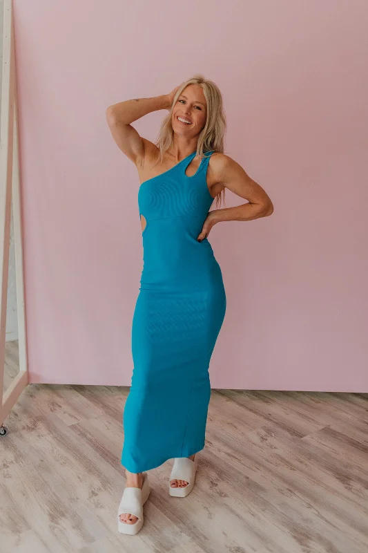 Massive Selection Sale Modern Romance Definite Keeper Aqua Cut Out Maxi Dress