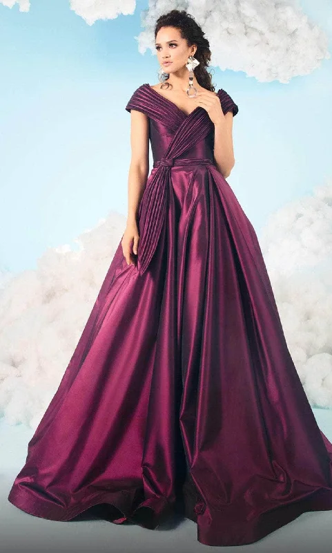 New In This Season Today Only MNM COUTURE 2631 - Pleated Faux Wrap Satin Gown