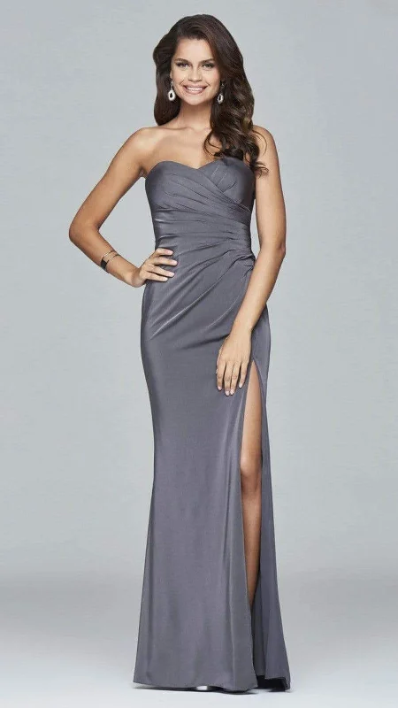 Relaxed Style Deals Feminine Grace Faviana - 7891 Satin Sweetheart Evening Dress - 1 Pc Smoke Grey in Size 6 Available